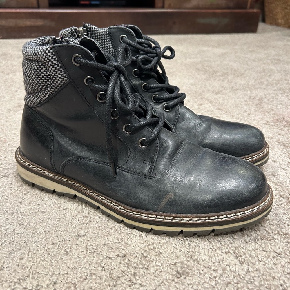 Crevo Black Boots with Knit Gray Cuff